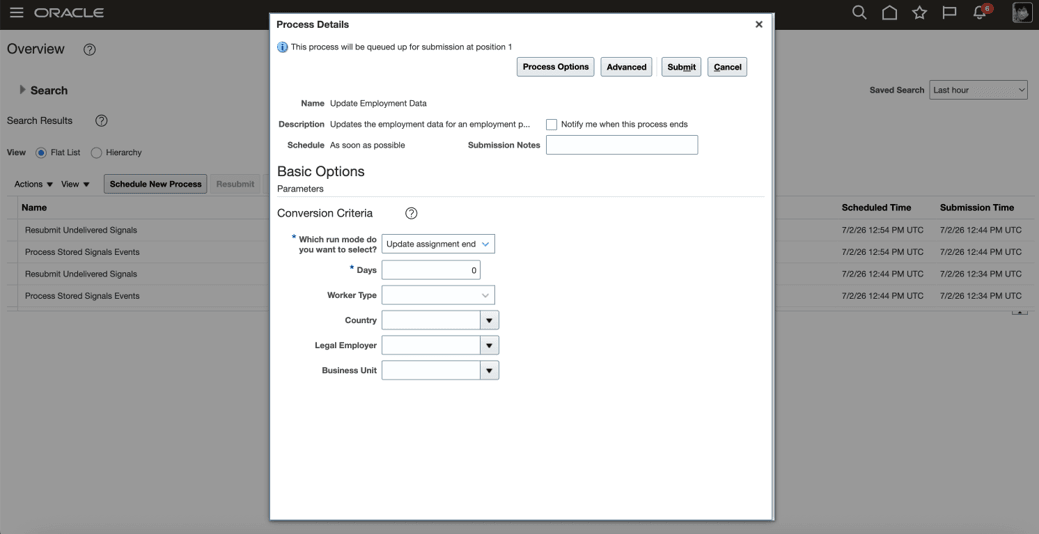 Update employment data for end assignment
