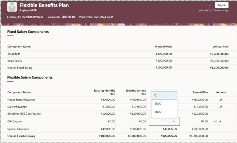 Flexible Benefits Plan ESS View - Component Choise