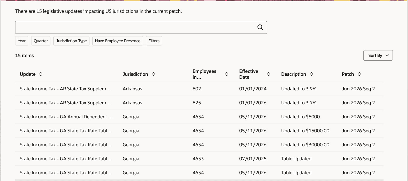 Sample Compliance Updates Page
