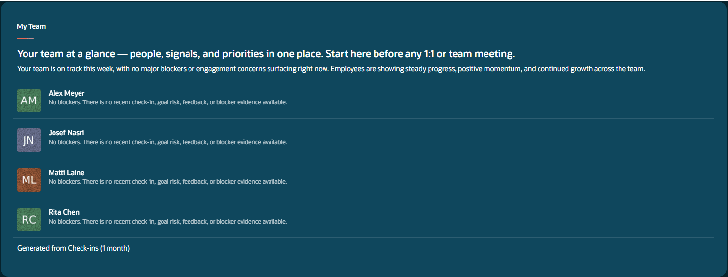 My team panel