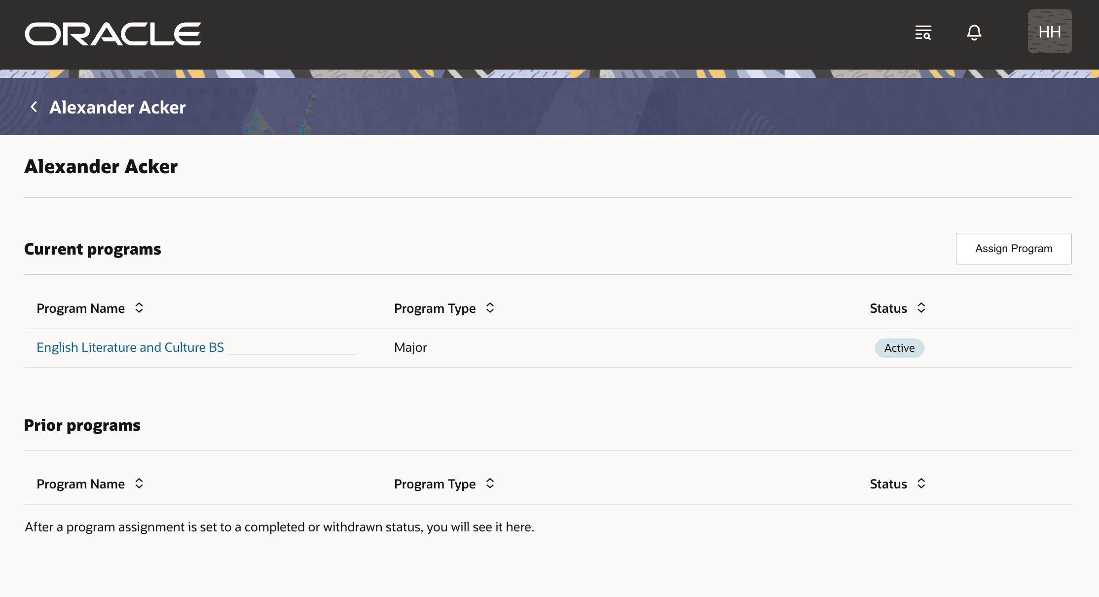 Assigned Program Details