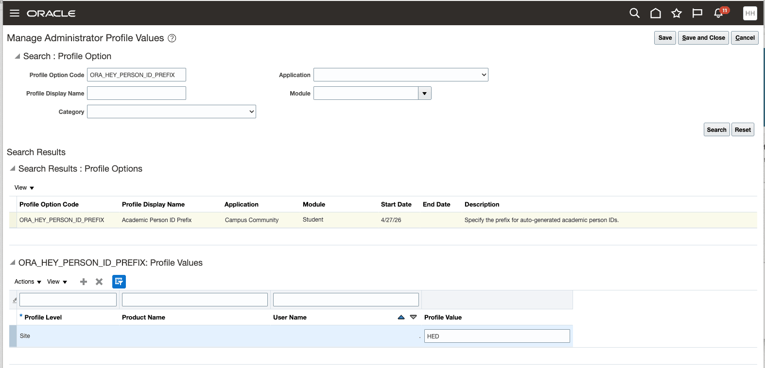 Manage Administrator Profile Values