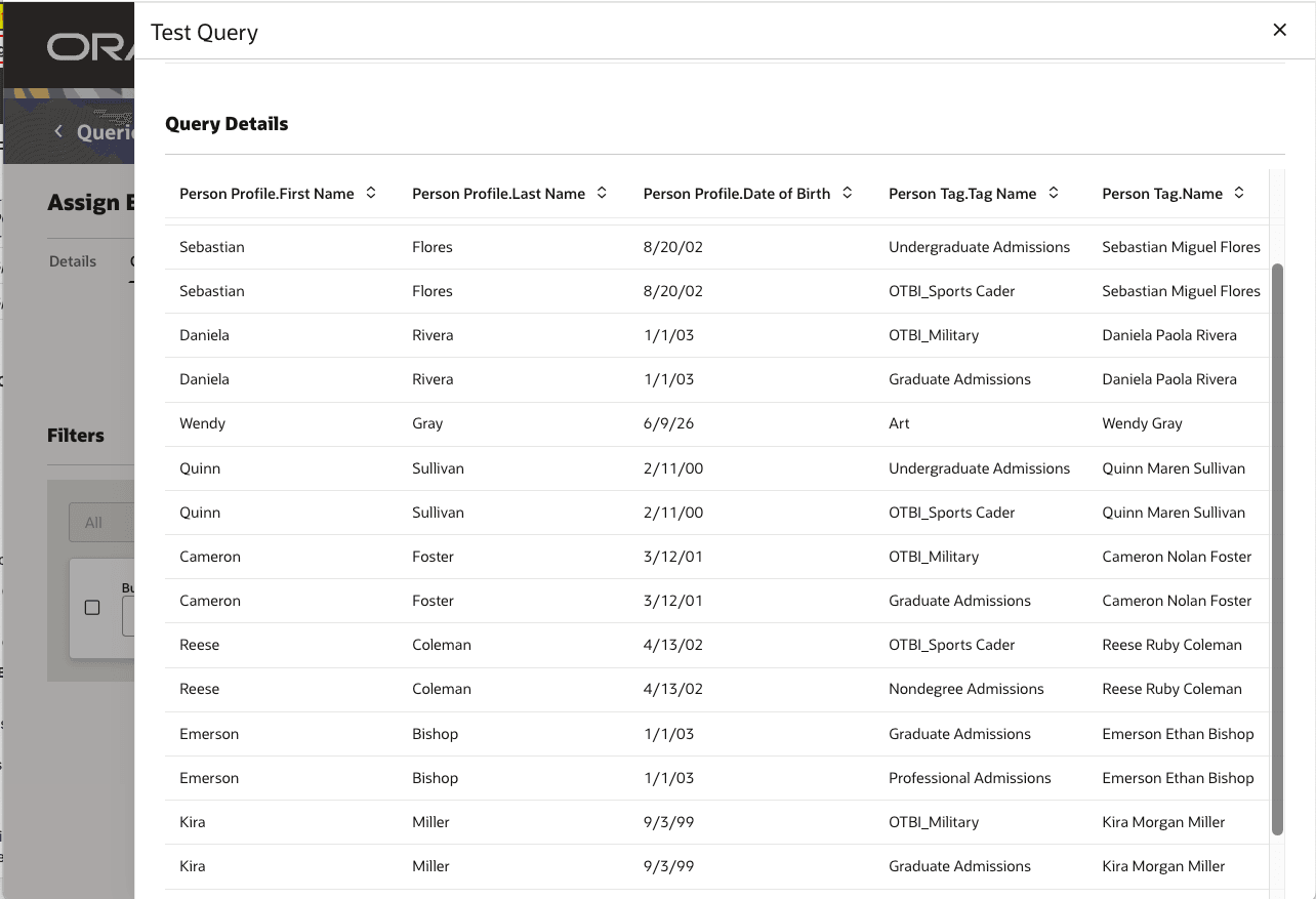 Query Test Results