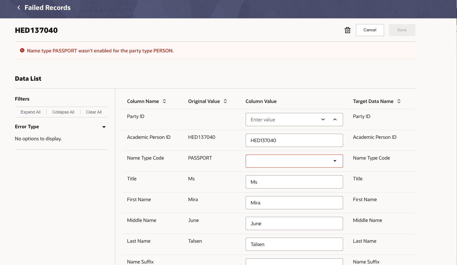 Manage Uploaded Records