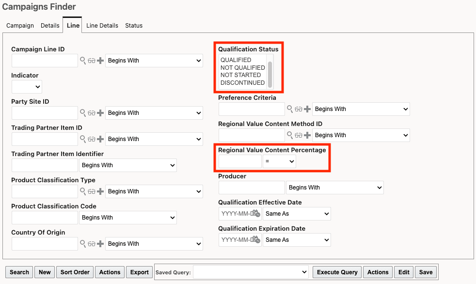Campaign Finder - Line Tab