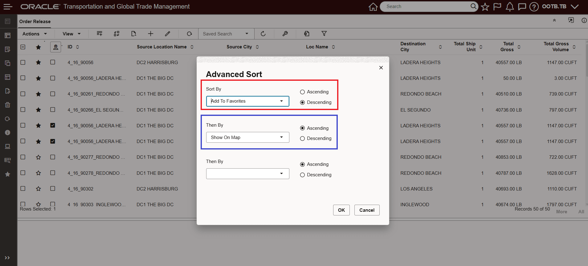 Advanced Sort - Other Columns Included - Add To Favorites and Show On Map