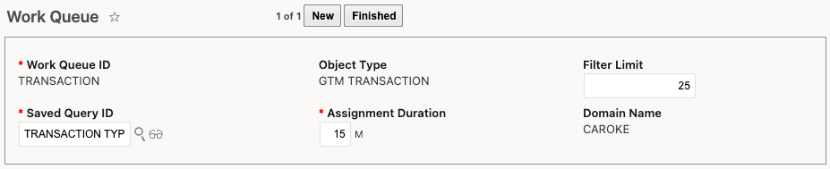 Work Queue Configured for Transaction