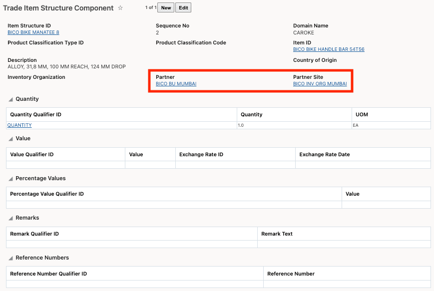 Trade Item Structure Component