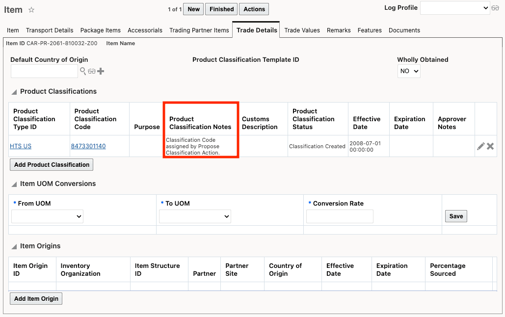 Product Classification Notes