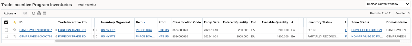 Trade Incentive Program Inventories