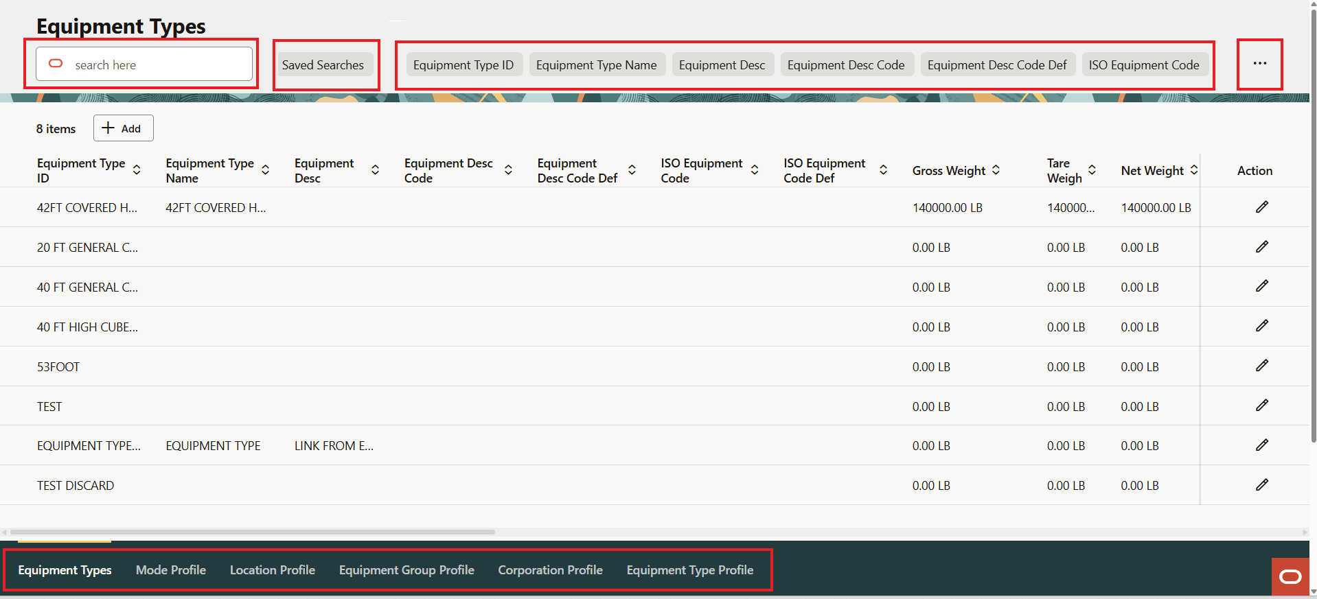 Profiles - Equipment Type Manager