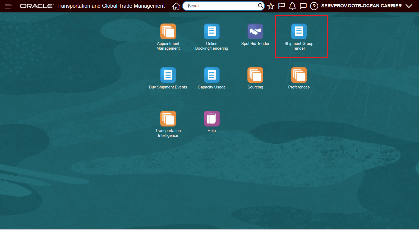 Service Provider - Shipment Group Tendering Manager