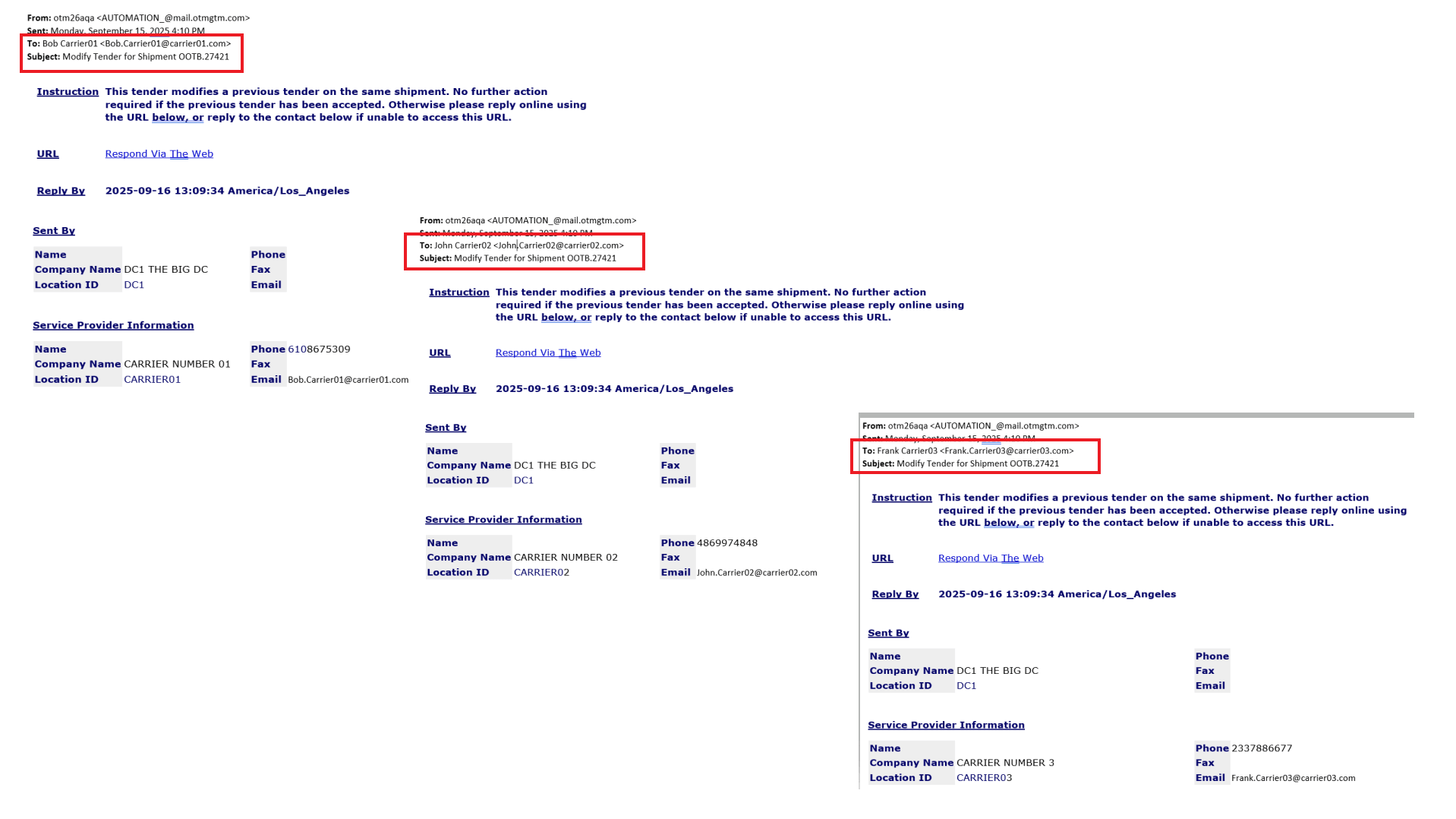 Modified Tender Email Notification
