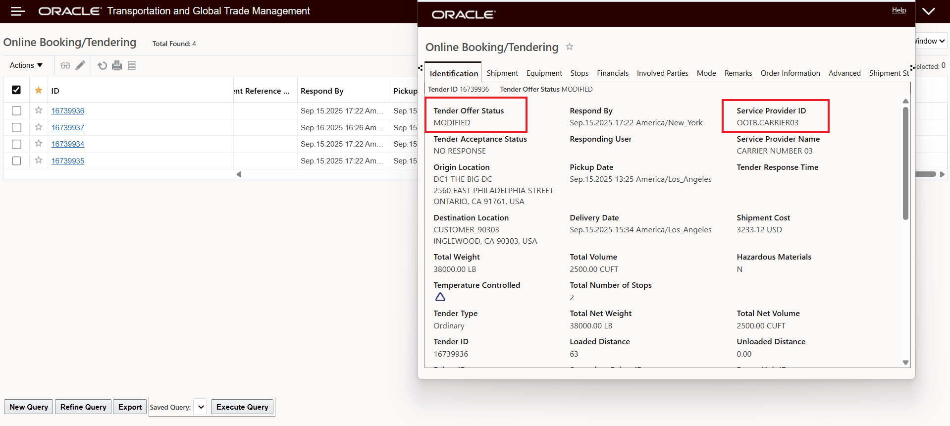 Single Modified Tender