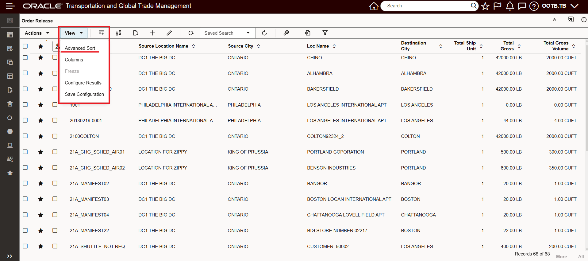 View  - Advanced Sort Option