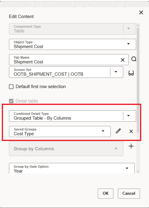 Group Table - By Columns - Setup 