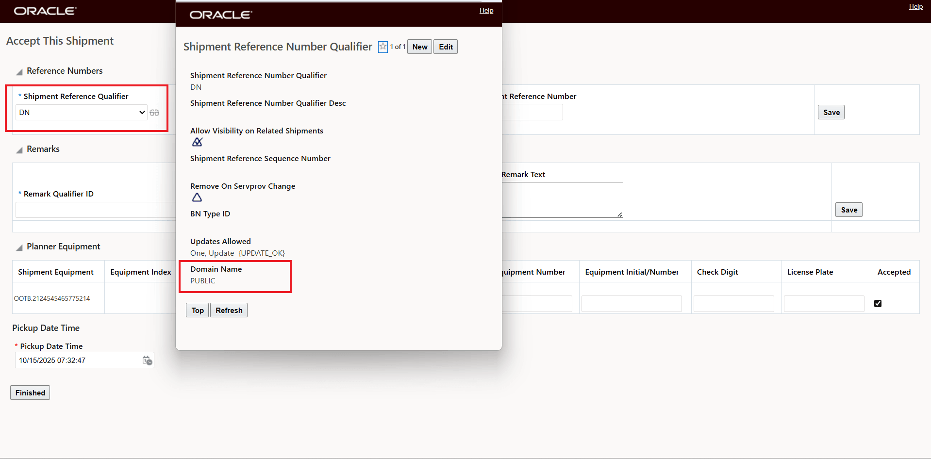 PUBLIC Shipment Reference Number Qualifier