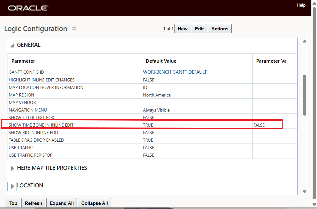 Workbench Logic Configuration Parameter- Show Time Zone In Inline Edit - Set to False