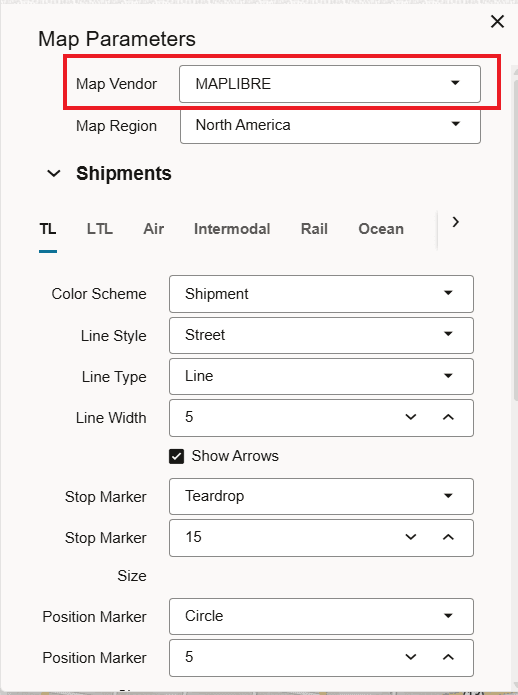 Map Vendor Set to Maplibre