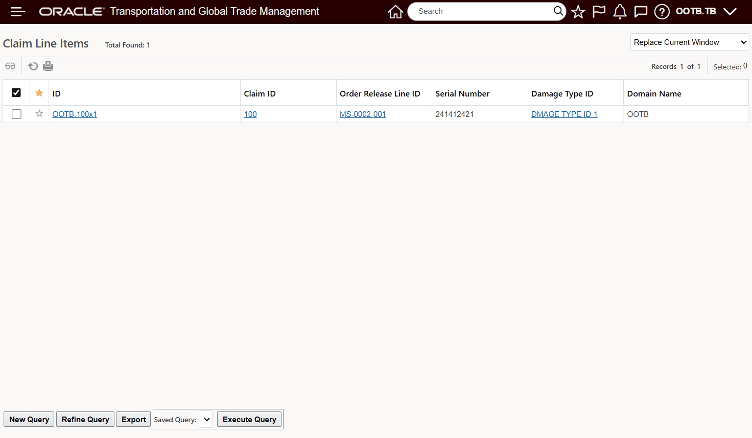 Claim Line Item Finder Results