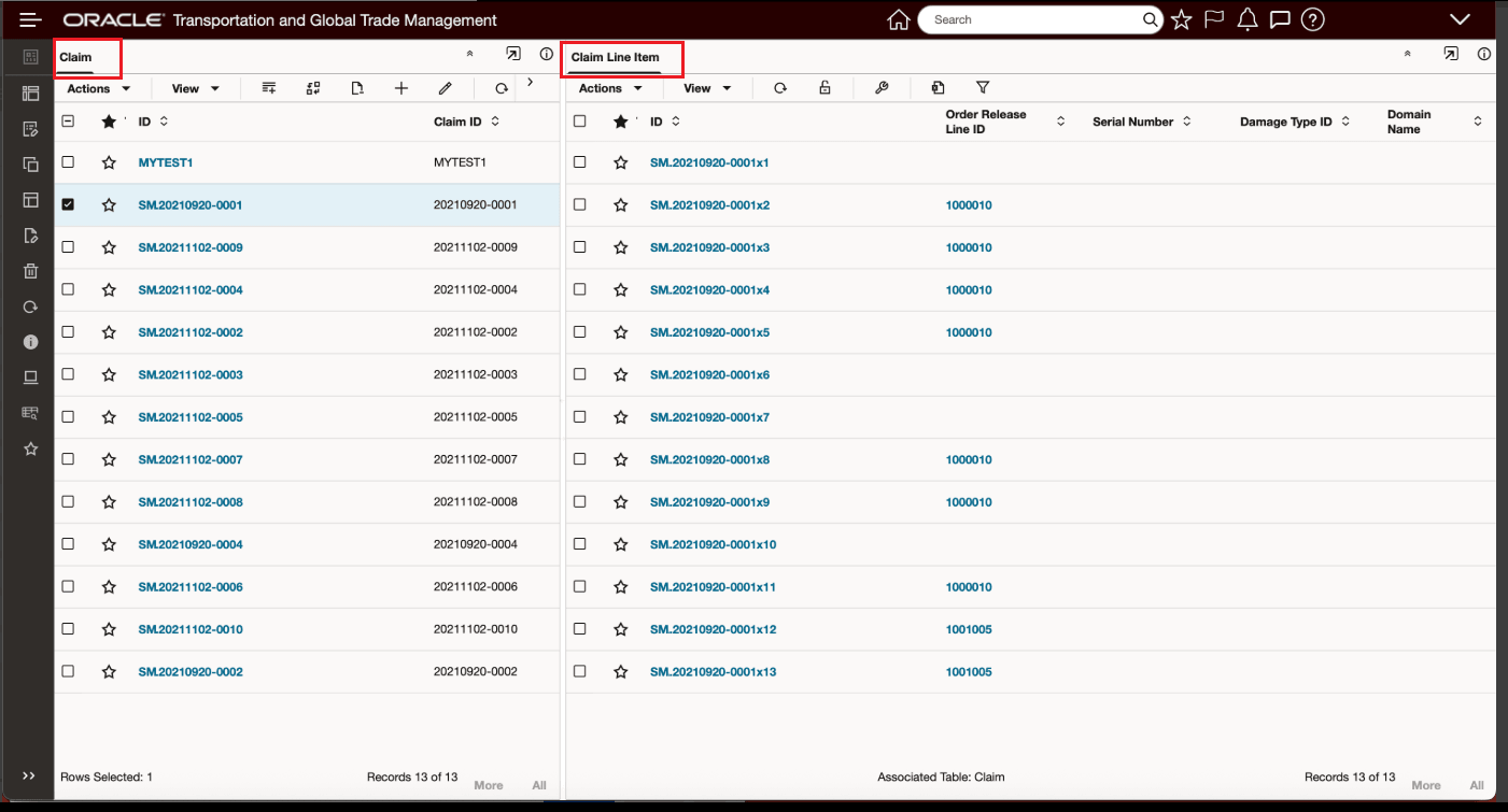 Claim and Claim LIne Item
