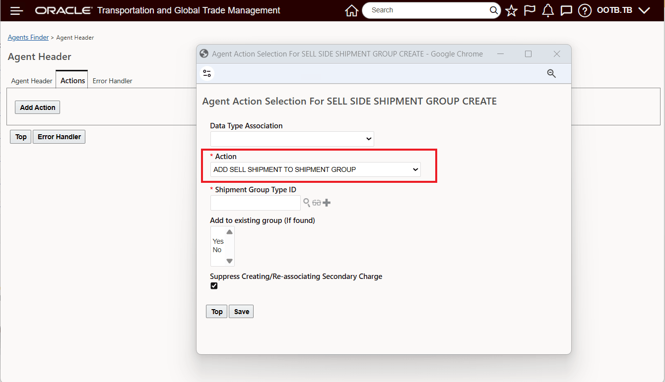 Add Sell Shipments to Shipment Group - Agent Action