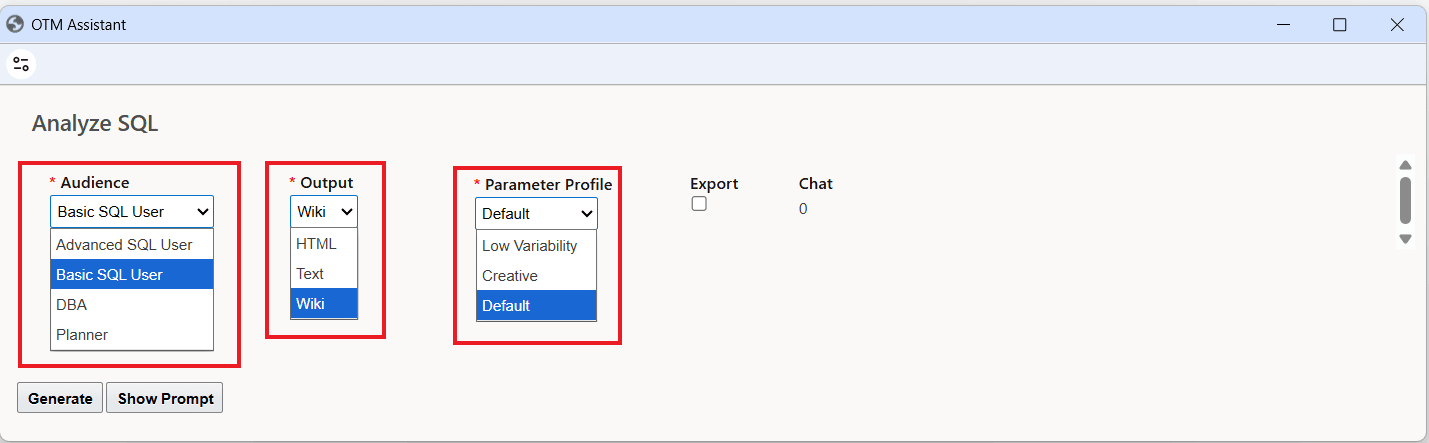 Analyze SQL Options
