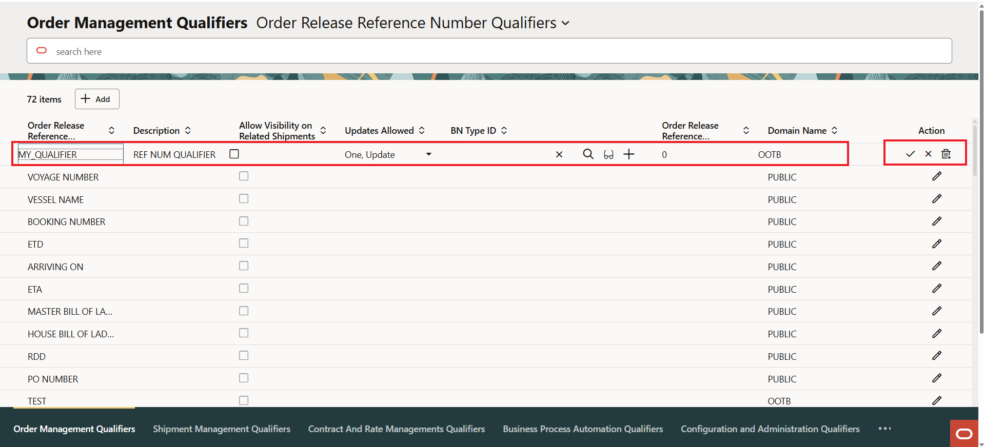 Added Qualifier and Actions