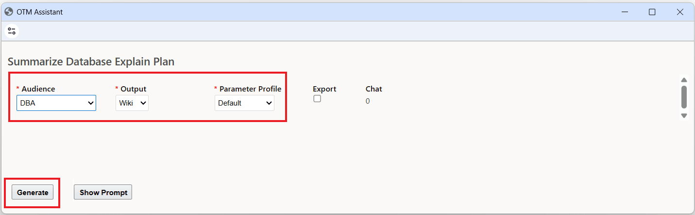 Summarize Database Explain Plan - Defaults