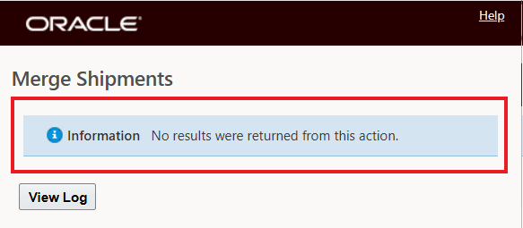 Merge Shipments Action - Optimize  - No Results