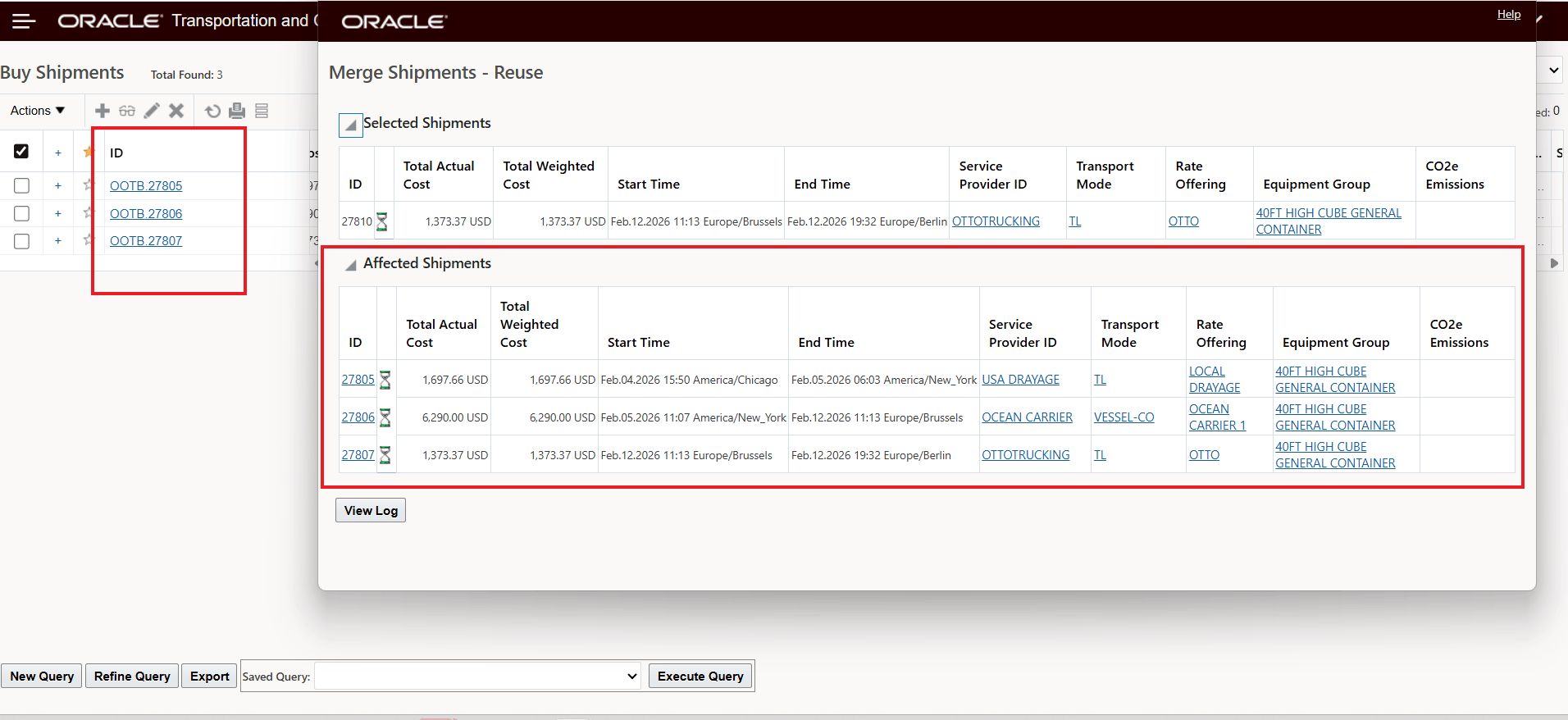 Merge Shipments - Reuse Action Result