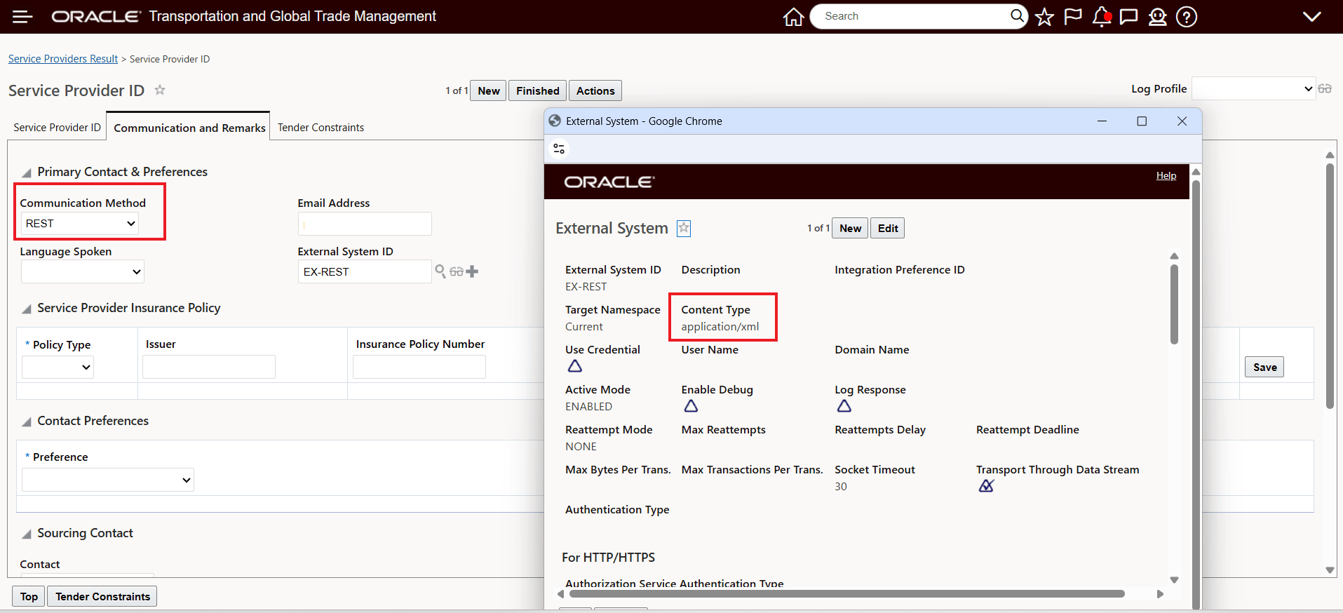 Service Provider Communication Method Set to REST