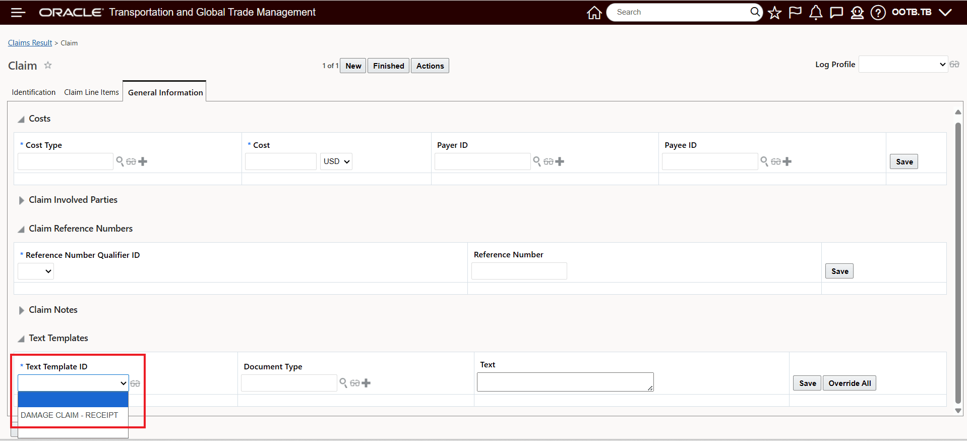 Select Text Template To Assign