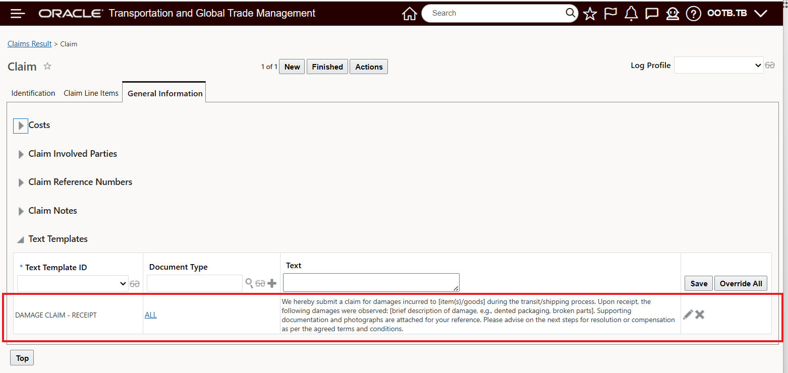 Assigned Claim Text Template
