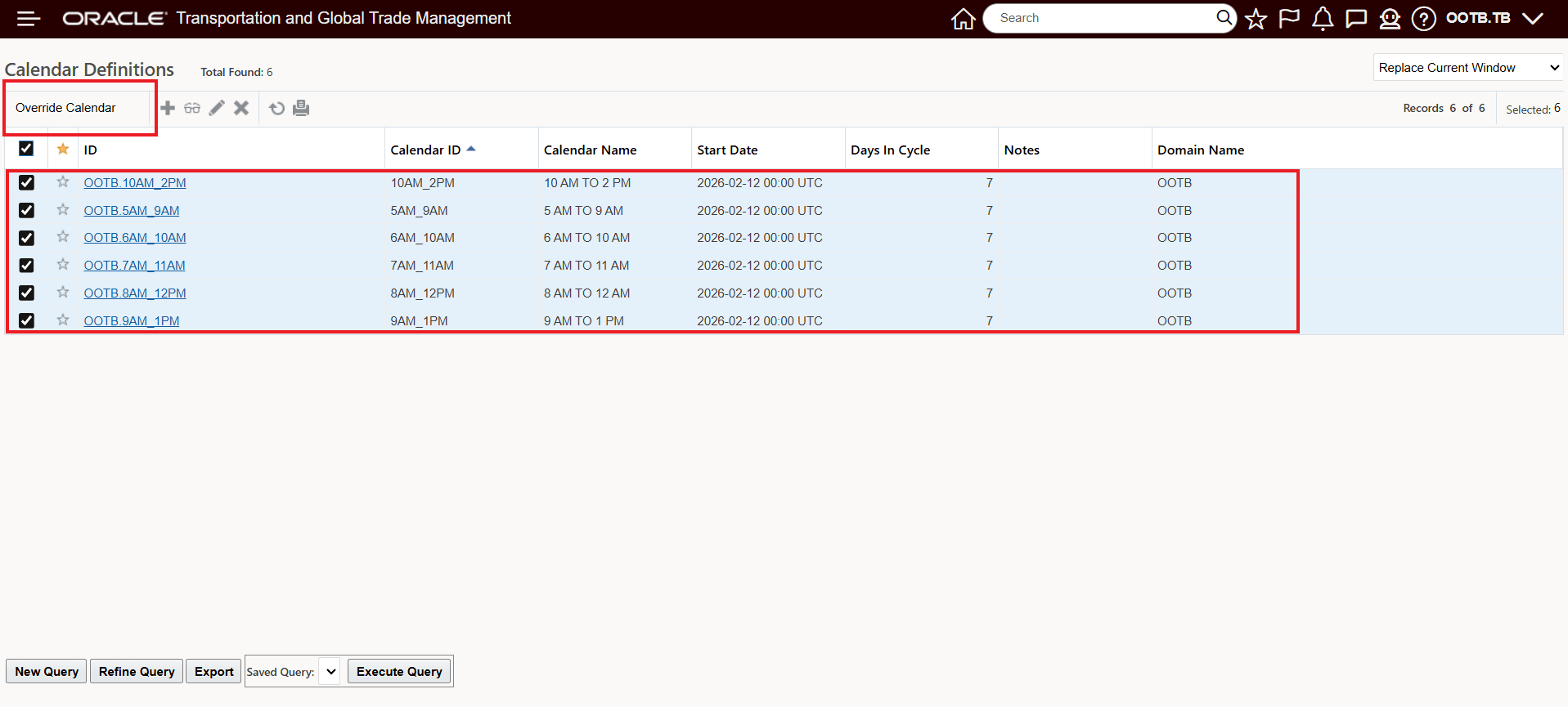 Select the Calendars - Run the Override Calendar action