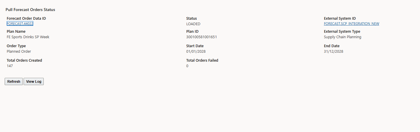 Pull Forecast Orders Status