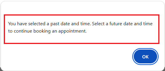 Error Message Manually Selecting Past Date/Time