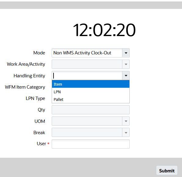 Non-WMS Clock Out