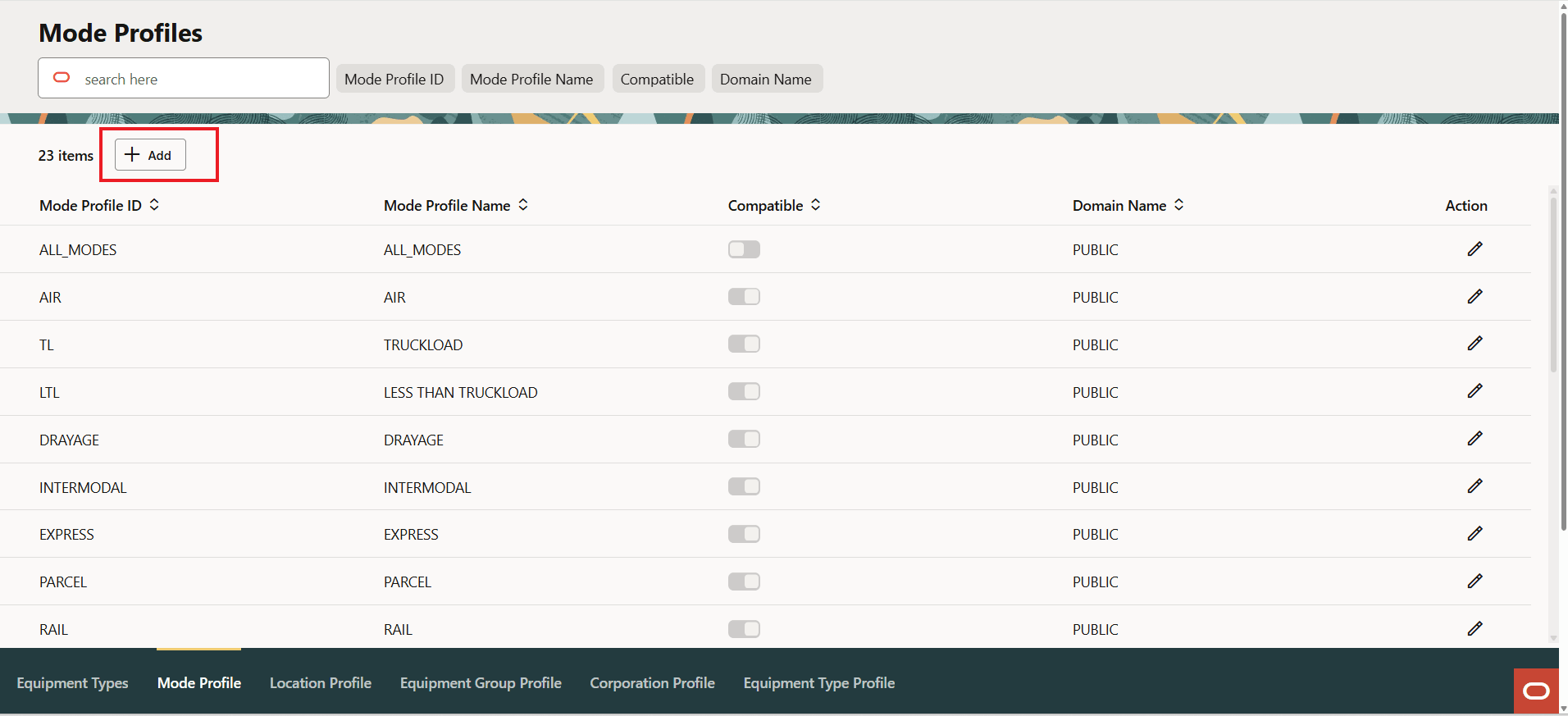 Mode Profile Add