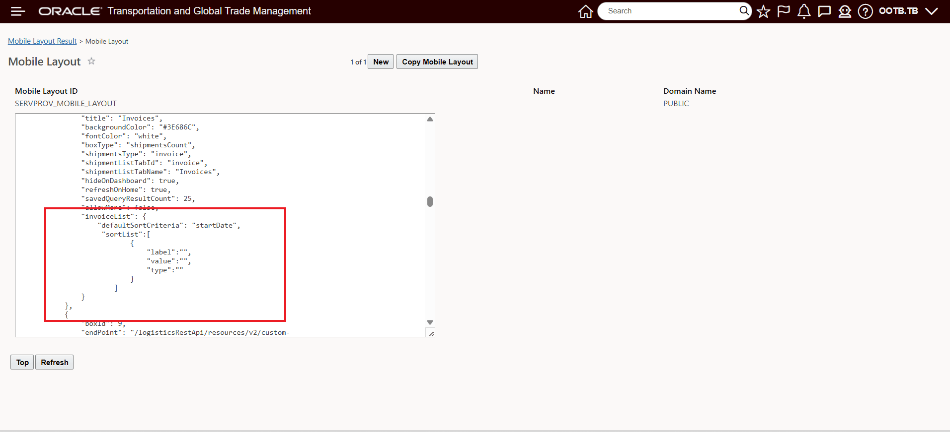 Invoice Sort Criteria