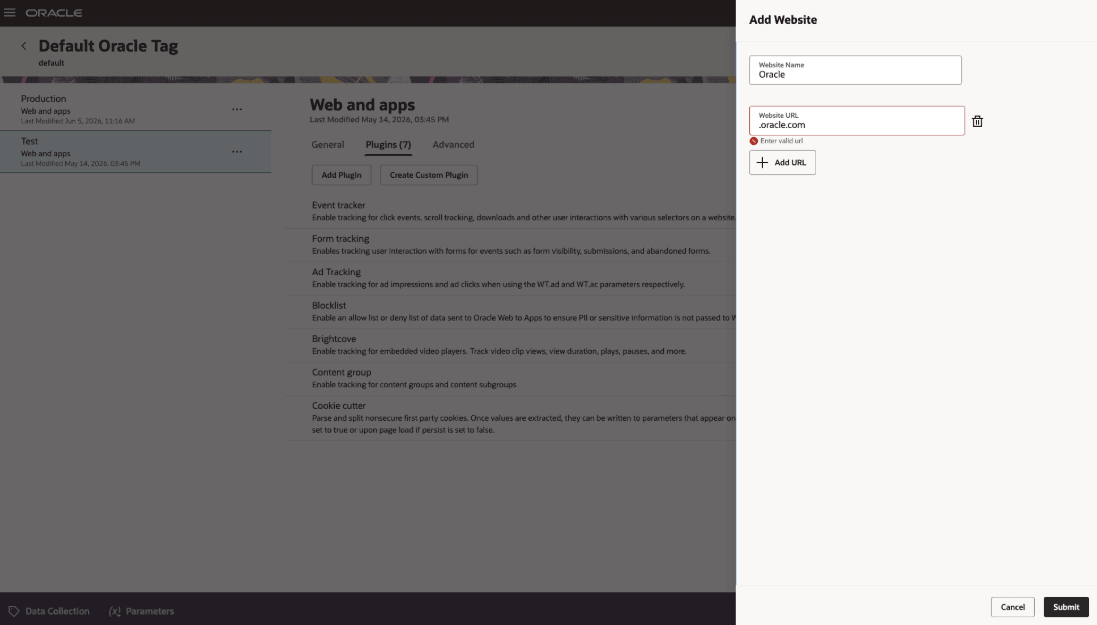 Event Tracker website URL validation