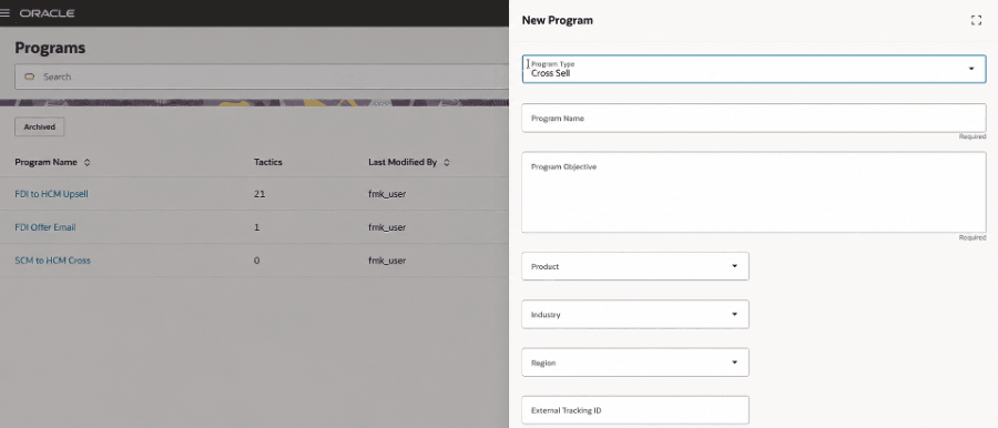 Program Type can be selected from available options when creating new program