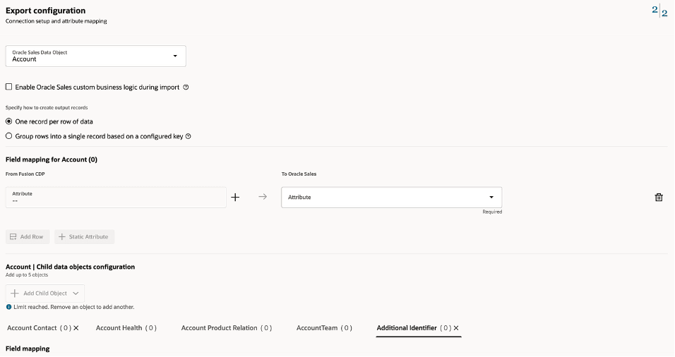 Select child objects from the parent object configuration