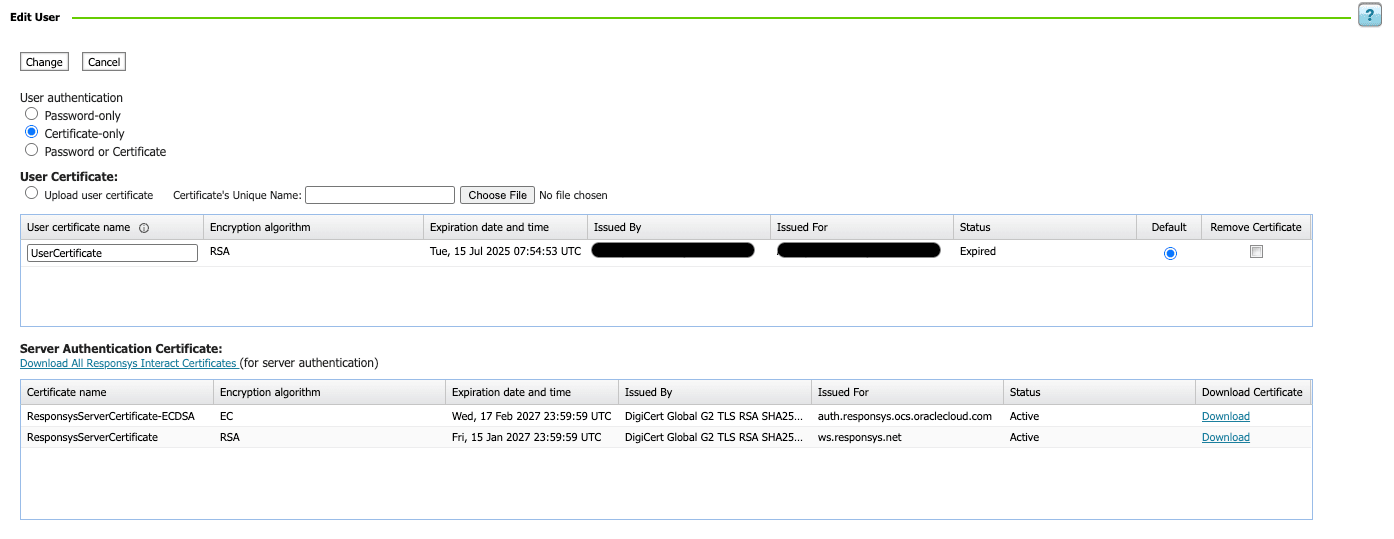 Update User Authentication Management Screen