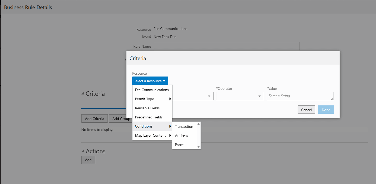 Business Rule Details Modal Window