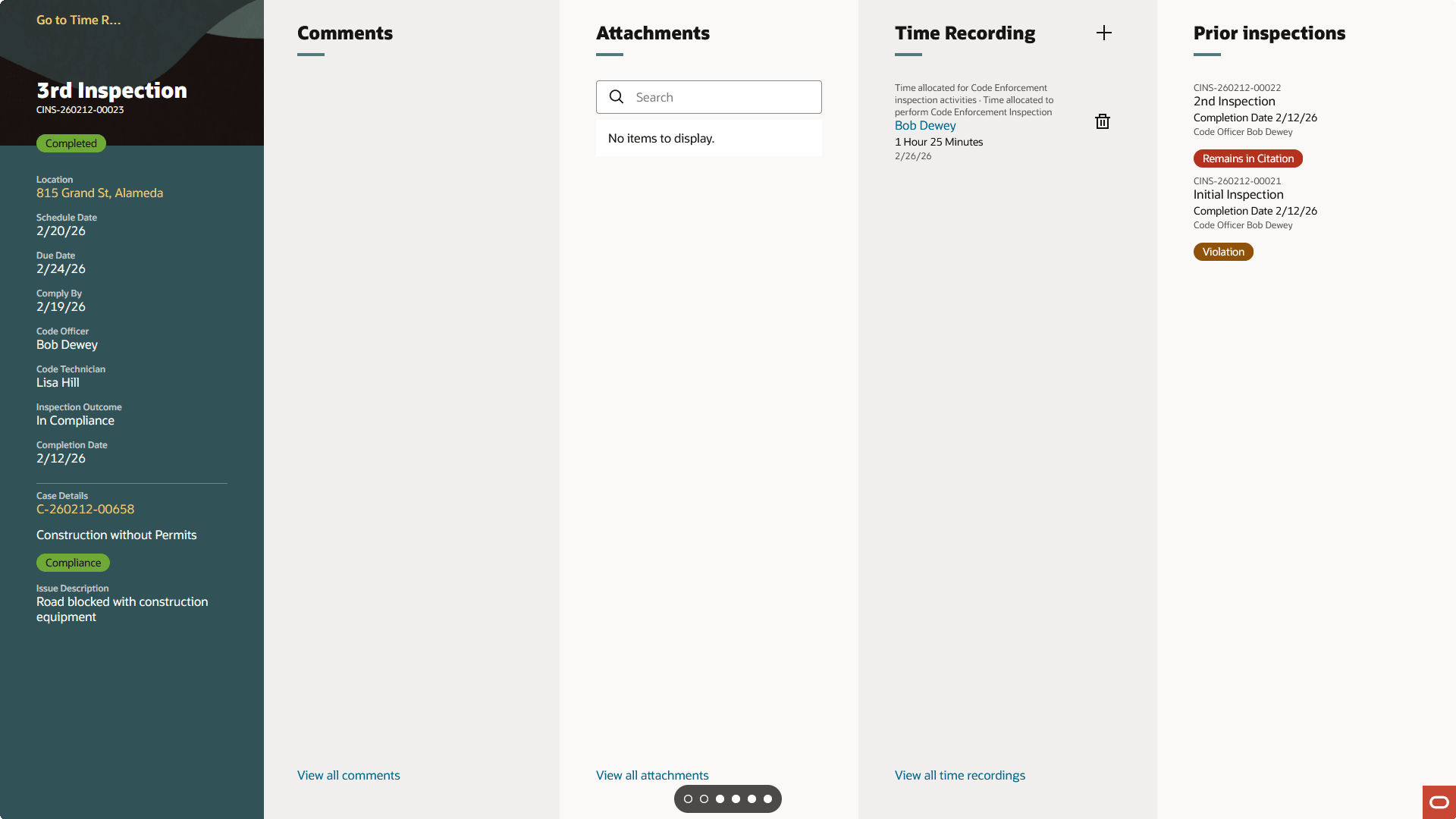 Permit Inspection - Time Recording Foldout