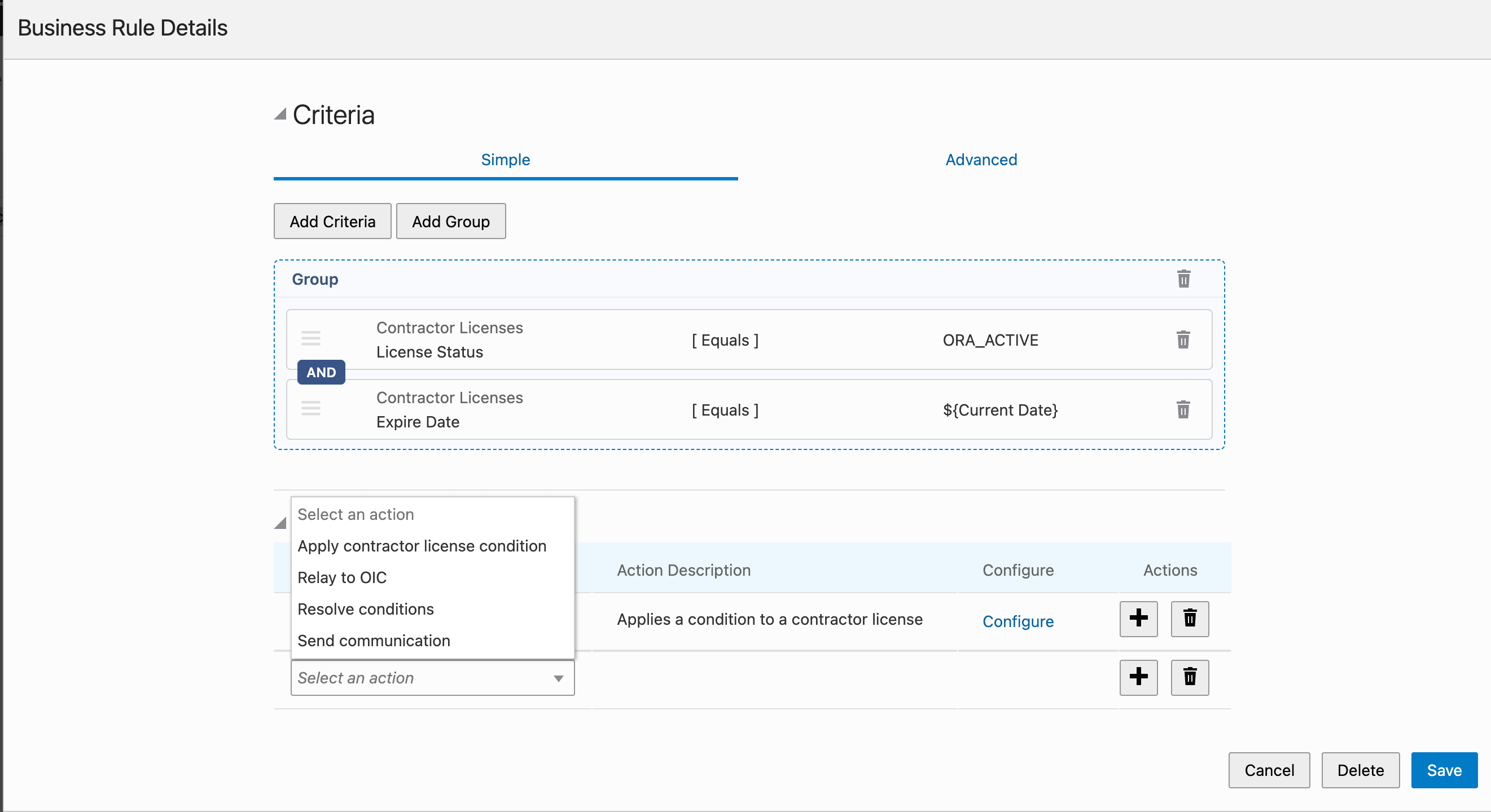 Business Rule Details