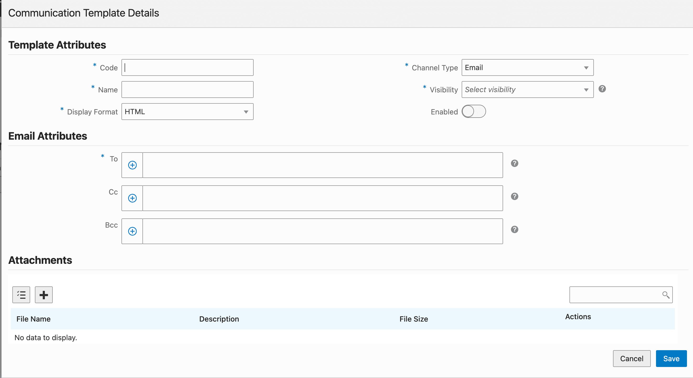 Communication Template Details