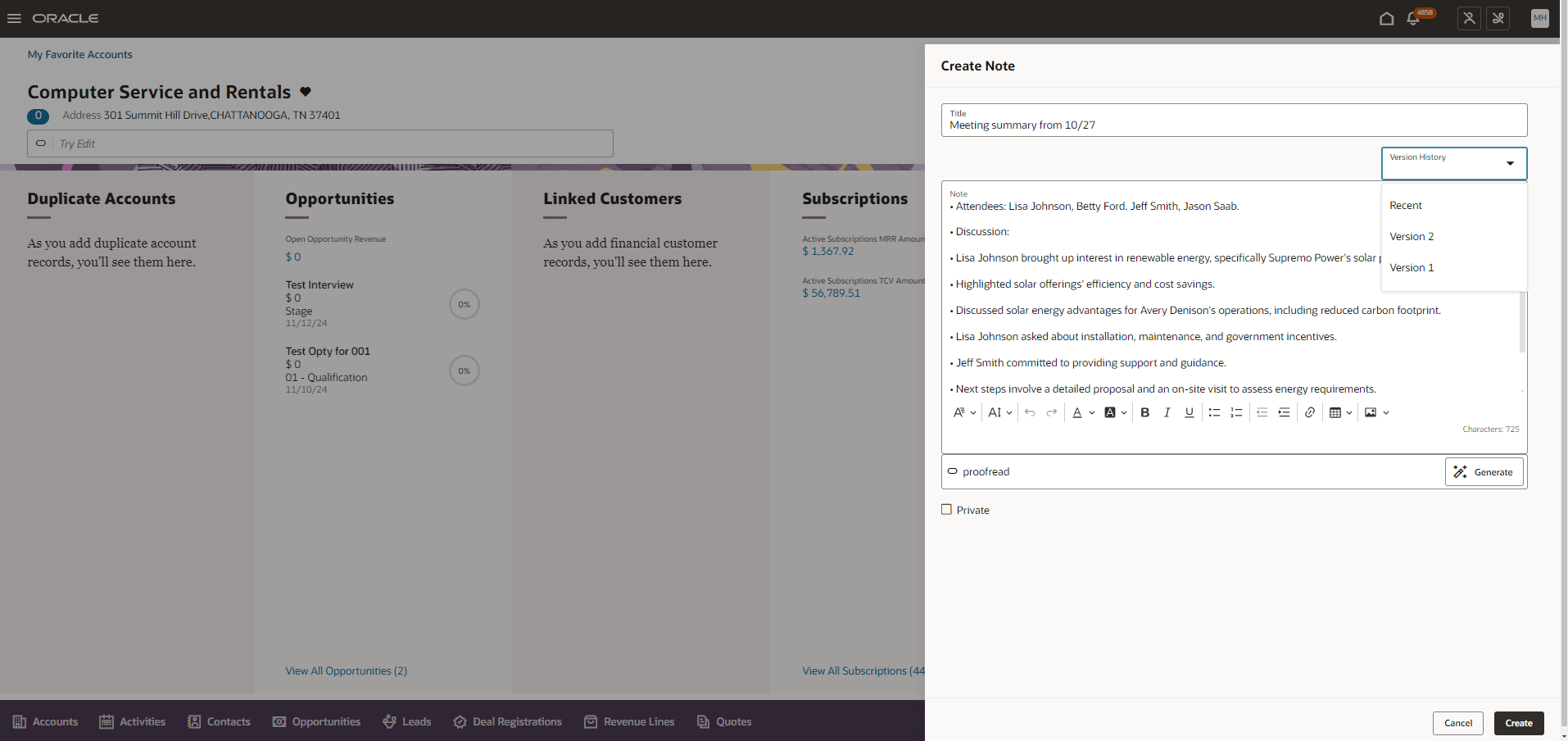 Version history with writing assistant