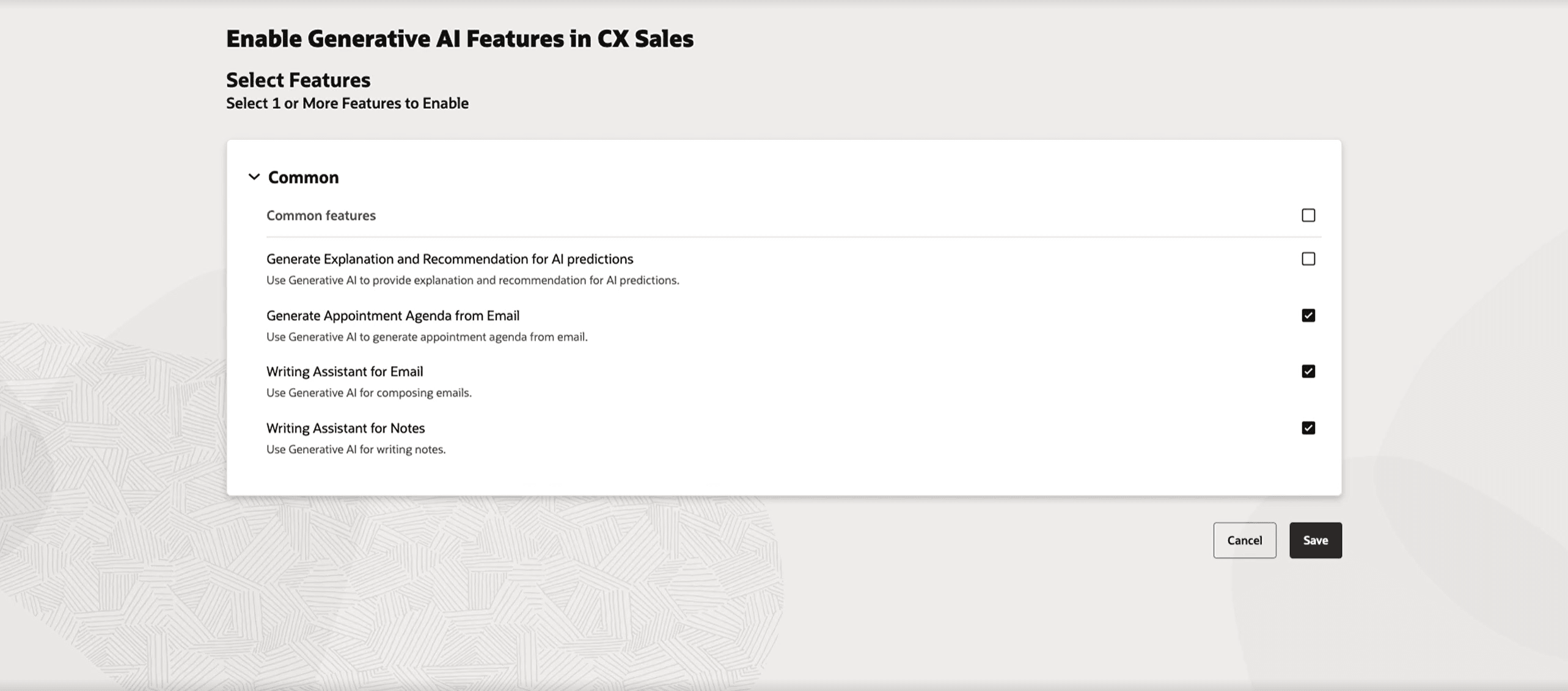 Enable Generative AI Features in CX Sales